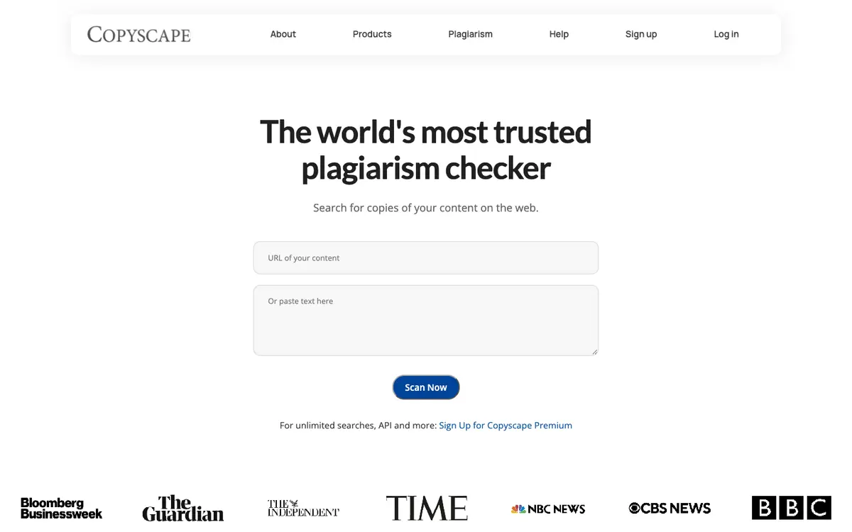 Copyscape home page