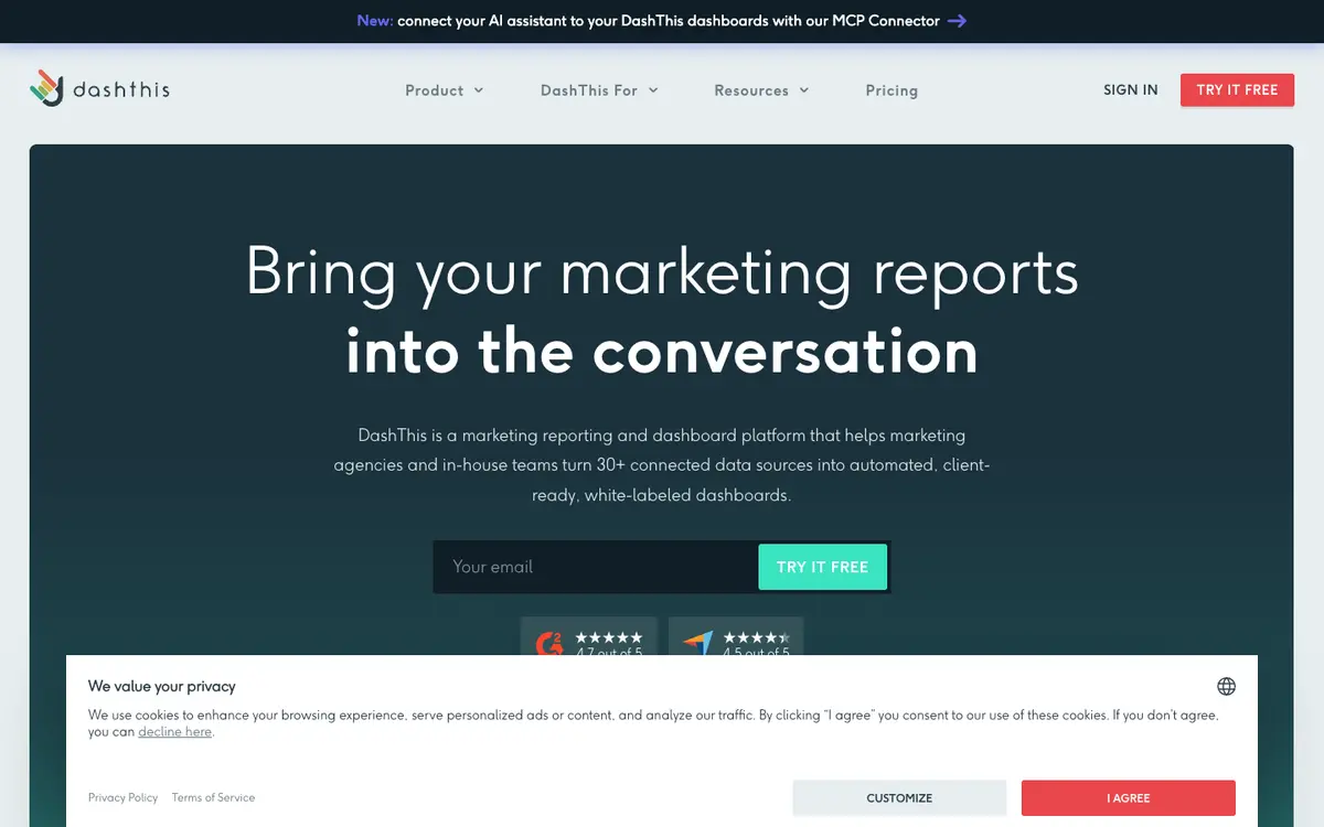 DashThis home page