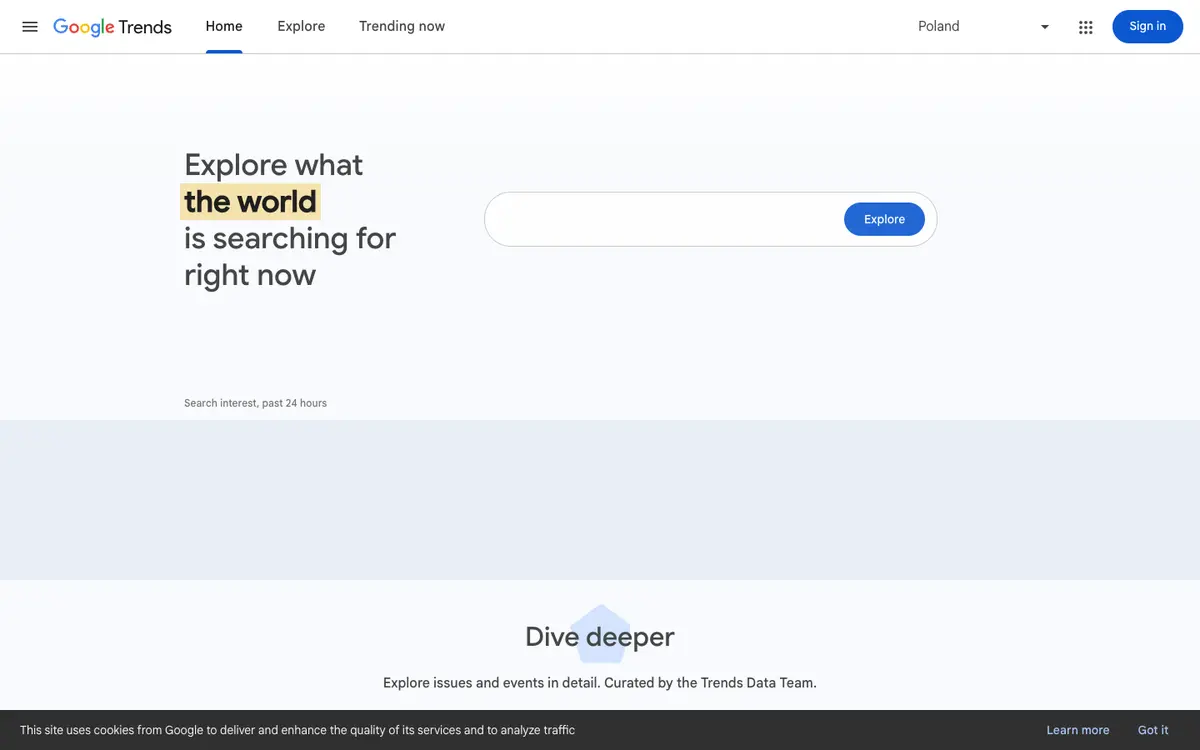 Google Trends home page