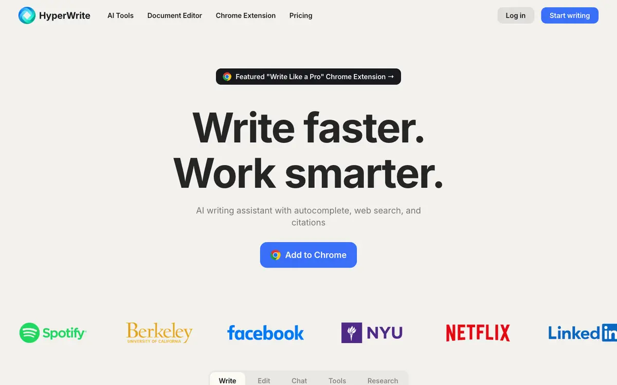 HyperWrite home page