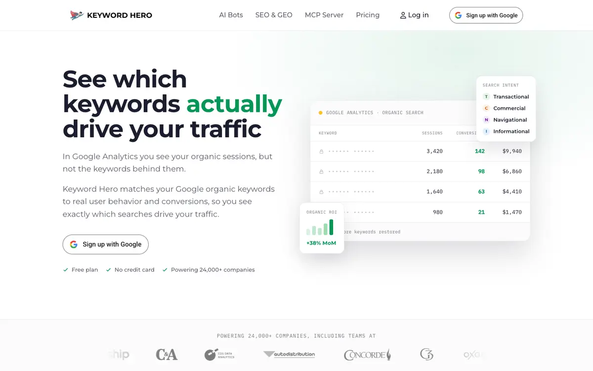 Keyword Hero home page