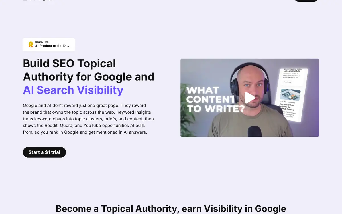 Keyword Insights home page