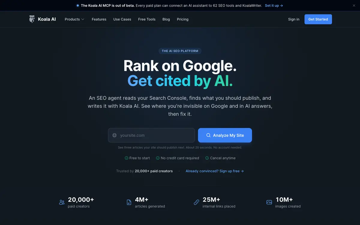 Koala AI home page