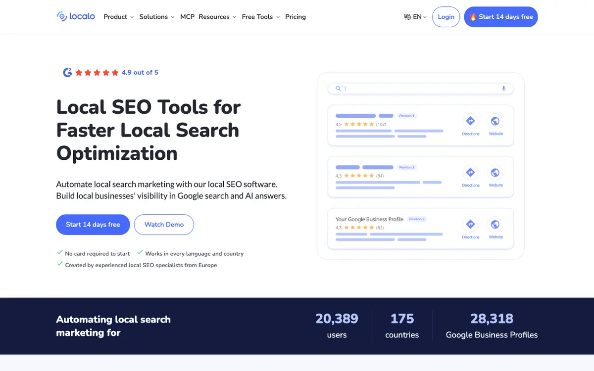 Localo home page