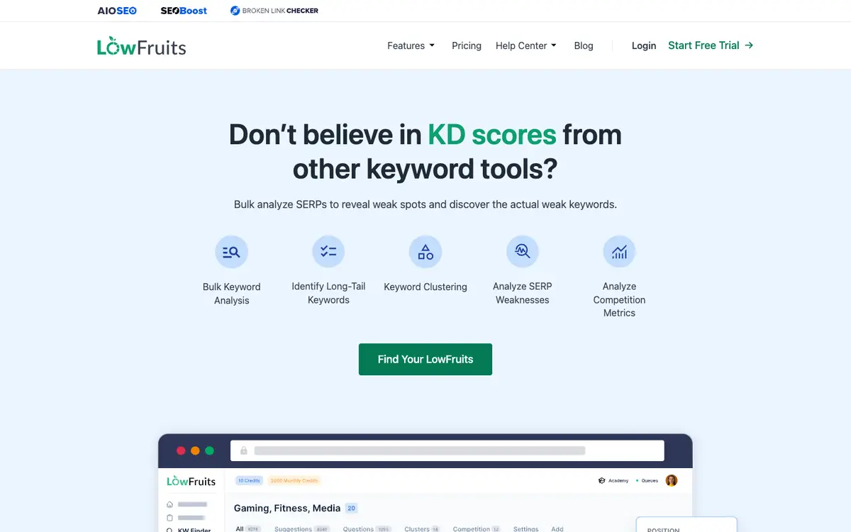 LowFruits home page