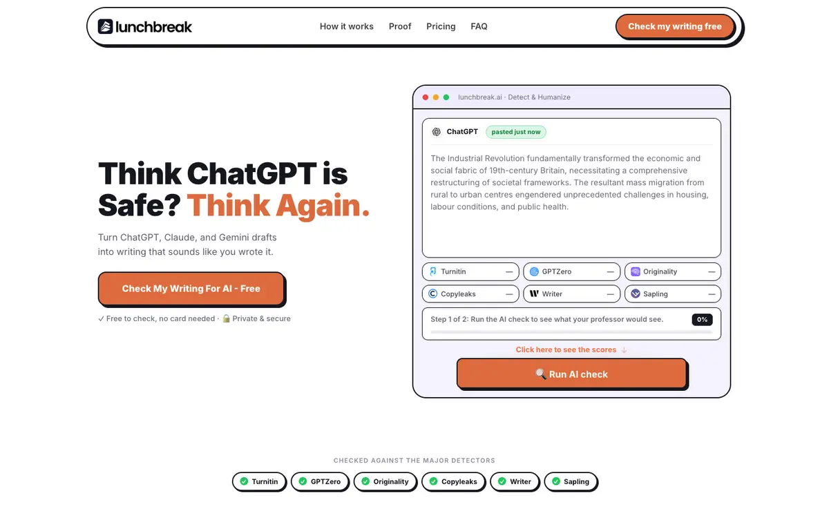 Lunchbreak AI home page