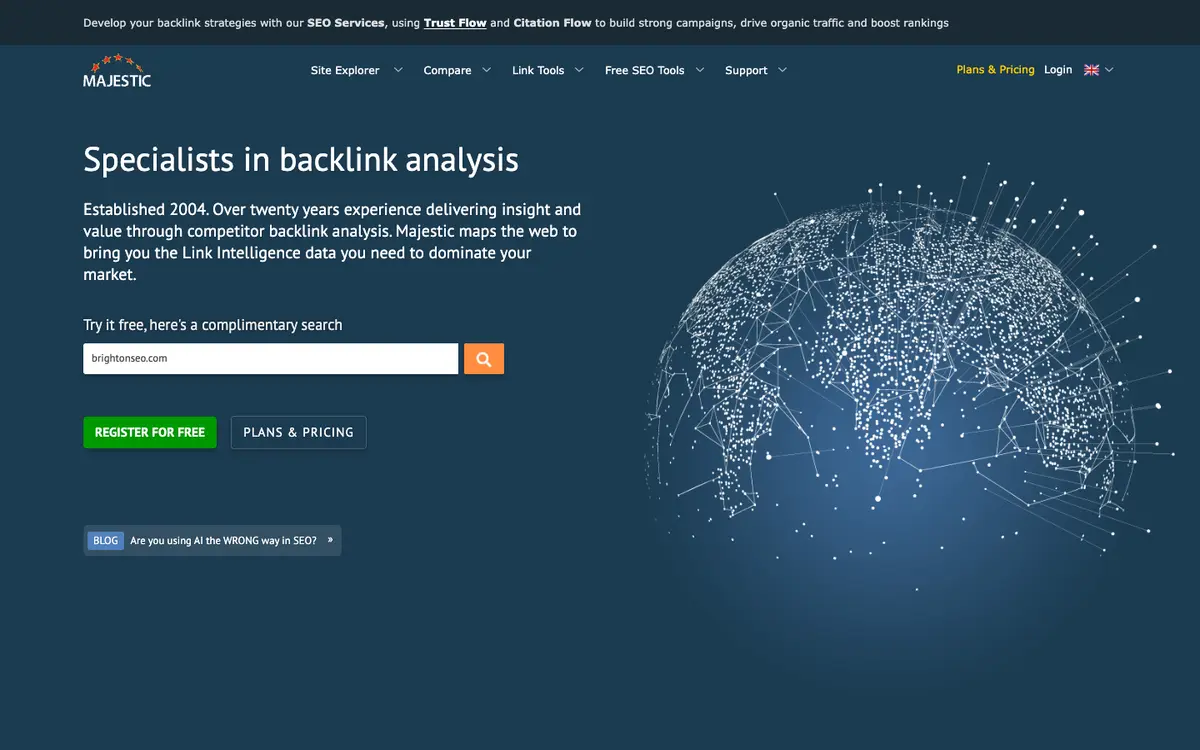Majestic home page