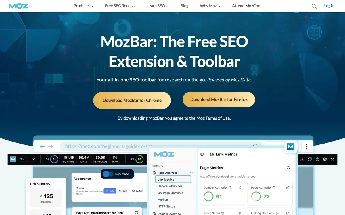 MozBar home page
