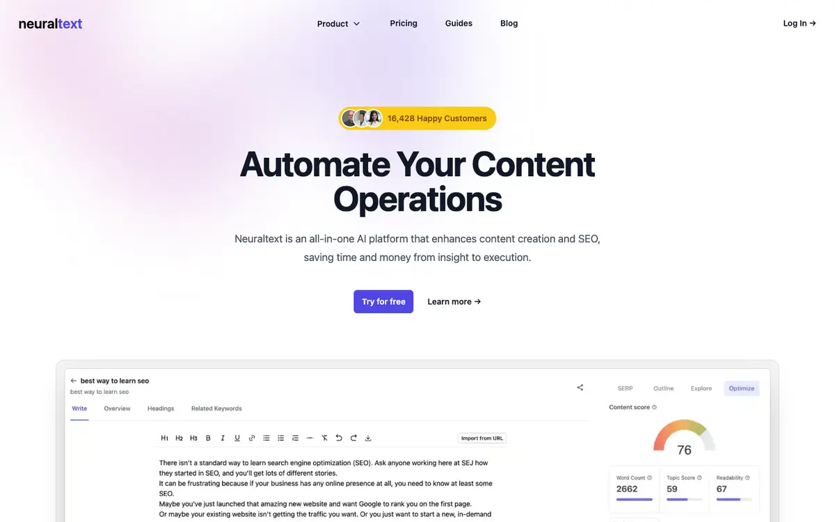 NeuralText home page