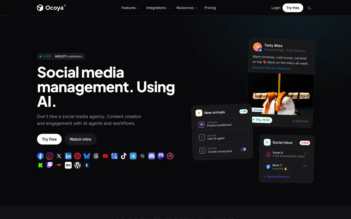 Ocoya home page