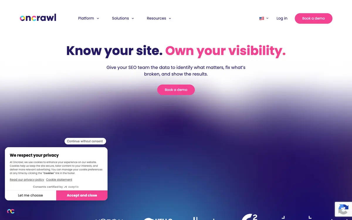 Oncrawl home page