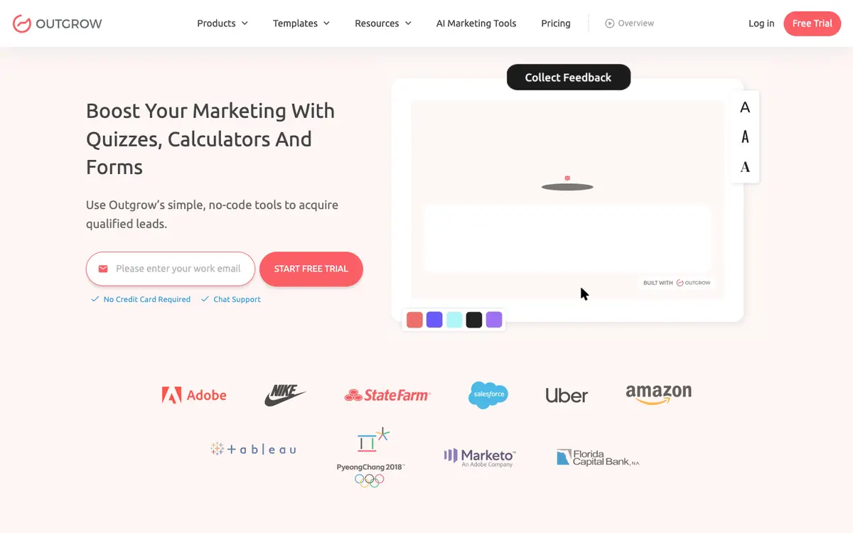 Outgrow home page