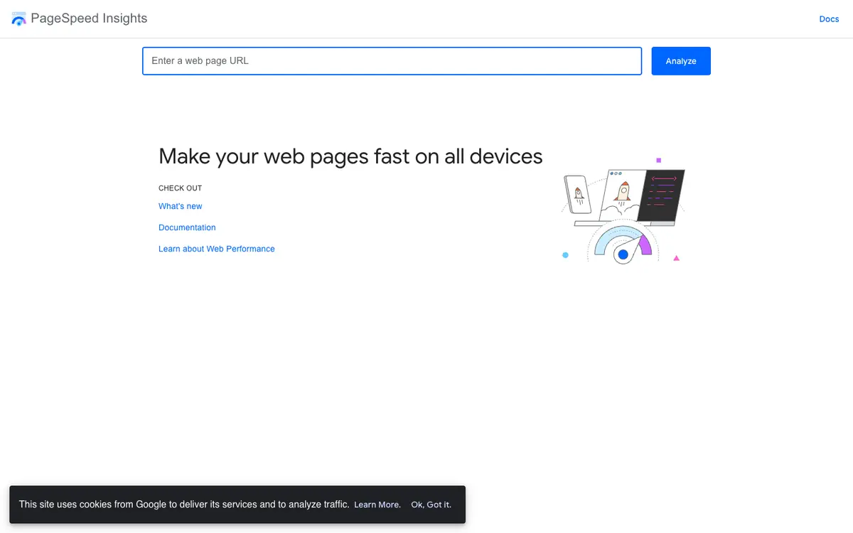 PageSpeed Insights home page