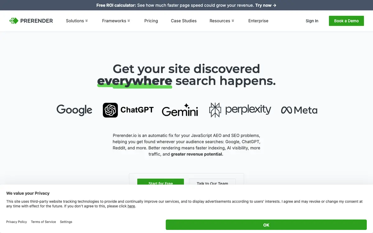 Prerender.io home page