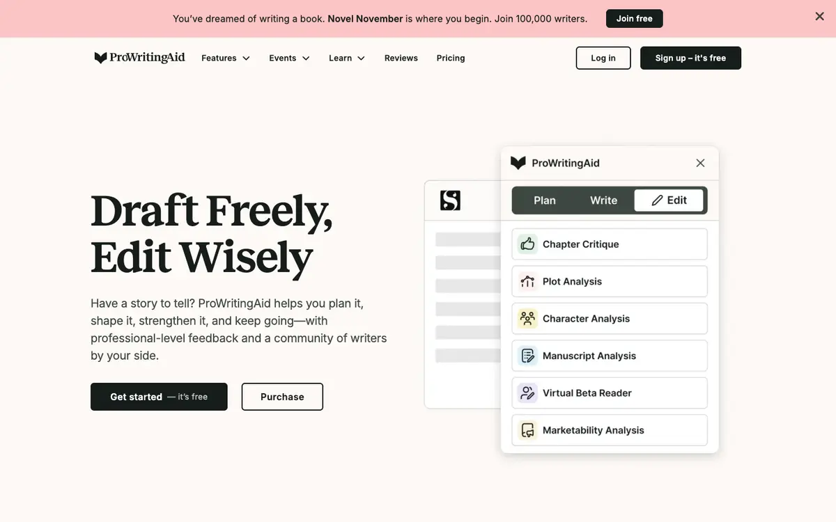 ProWritingAid home page