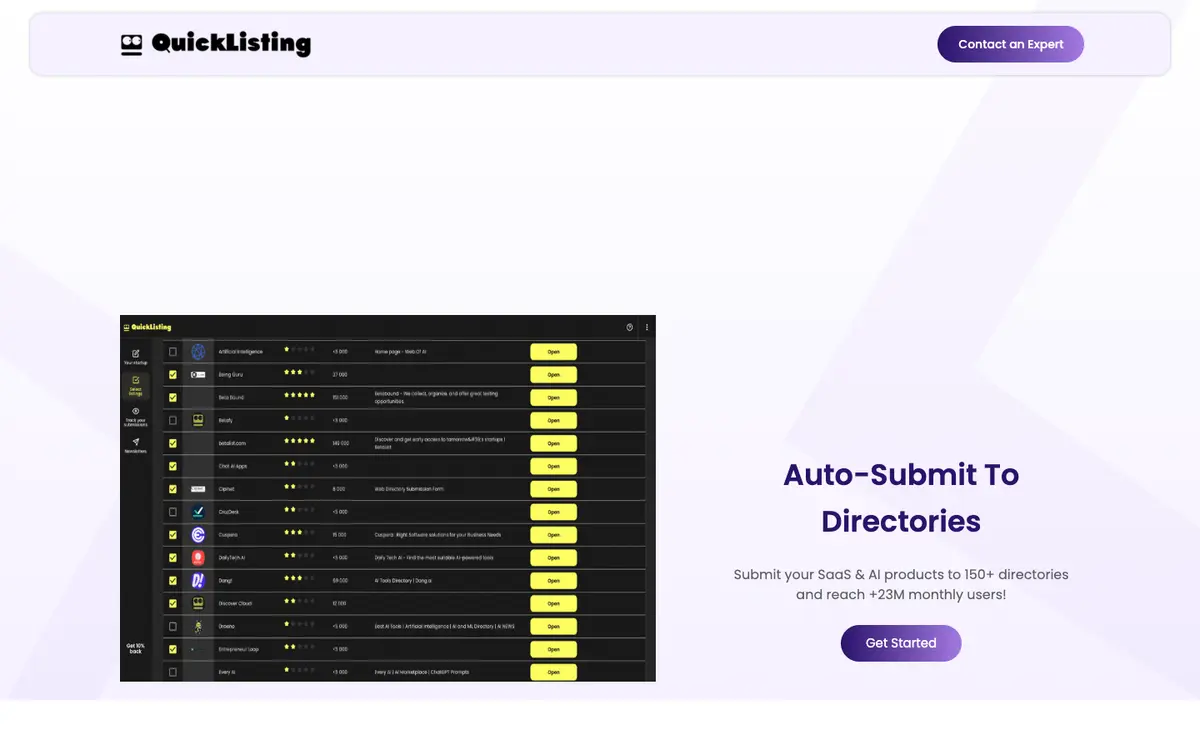 Quicklisting home page