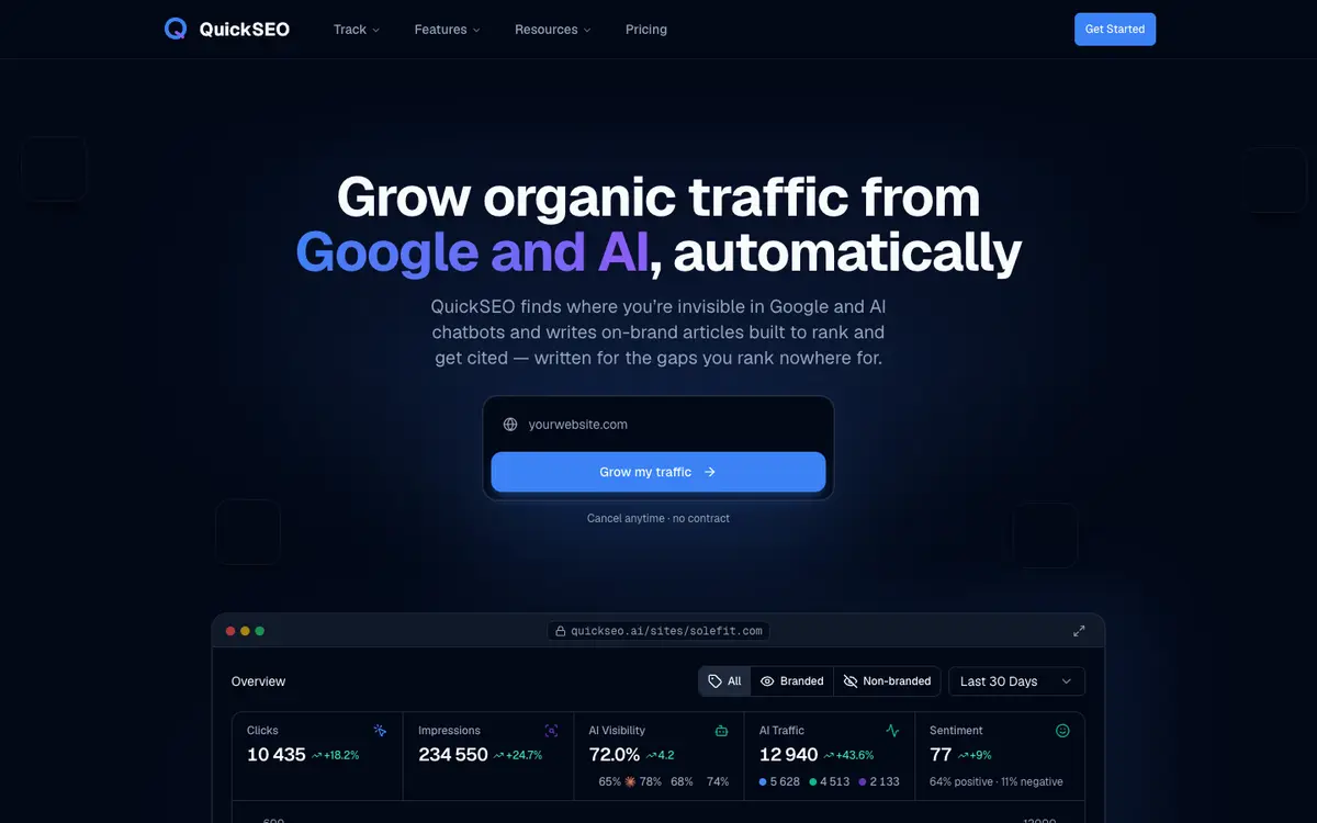 QuickSEO home page