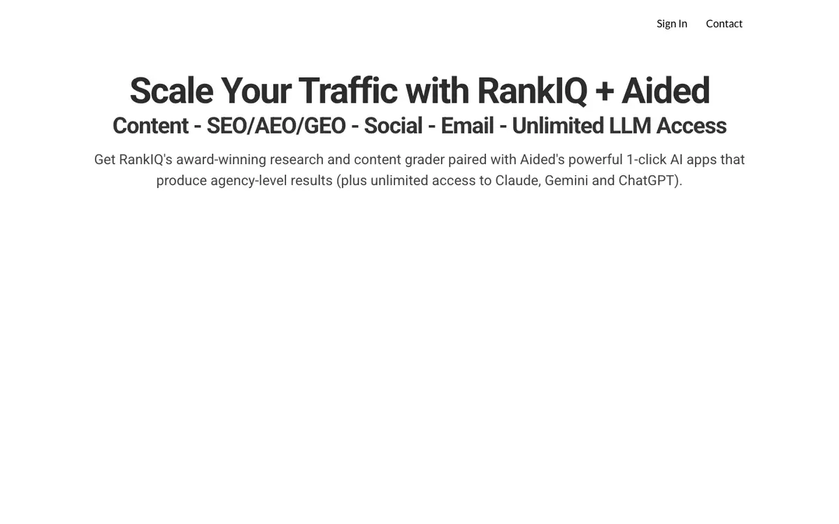 RankIQ (now part of Aided) home page