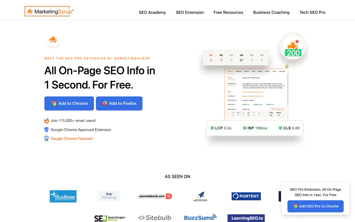 SEO Pro Extension home page