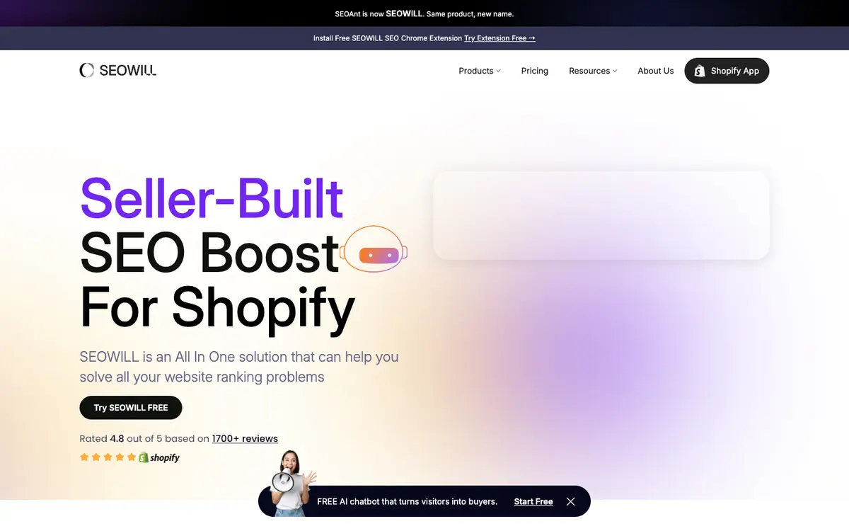 SEOWILL (formerly SEOAnt) home page