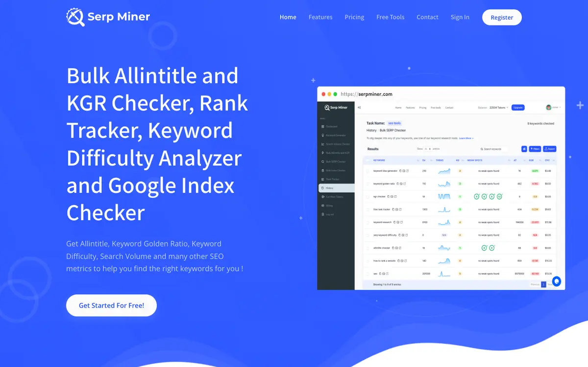 Serp Miner home page