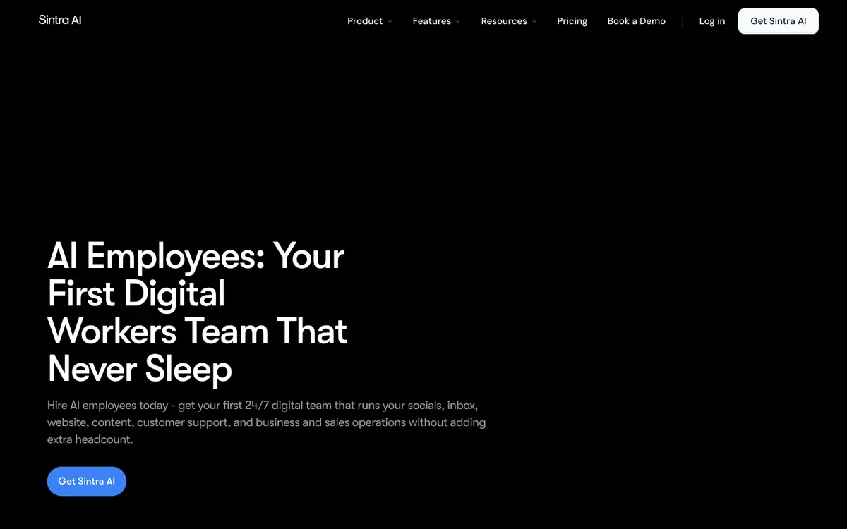 Sintra AI home page