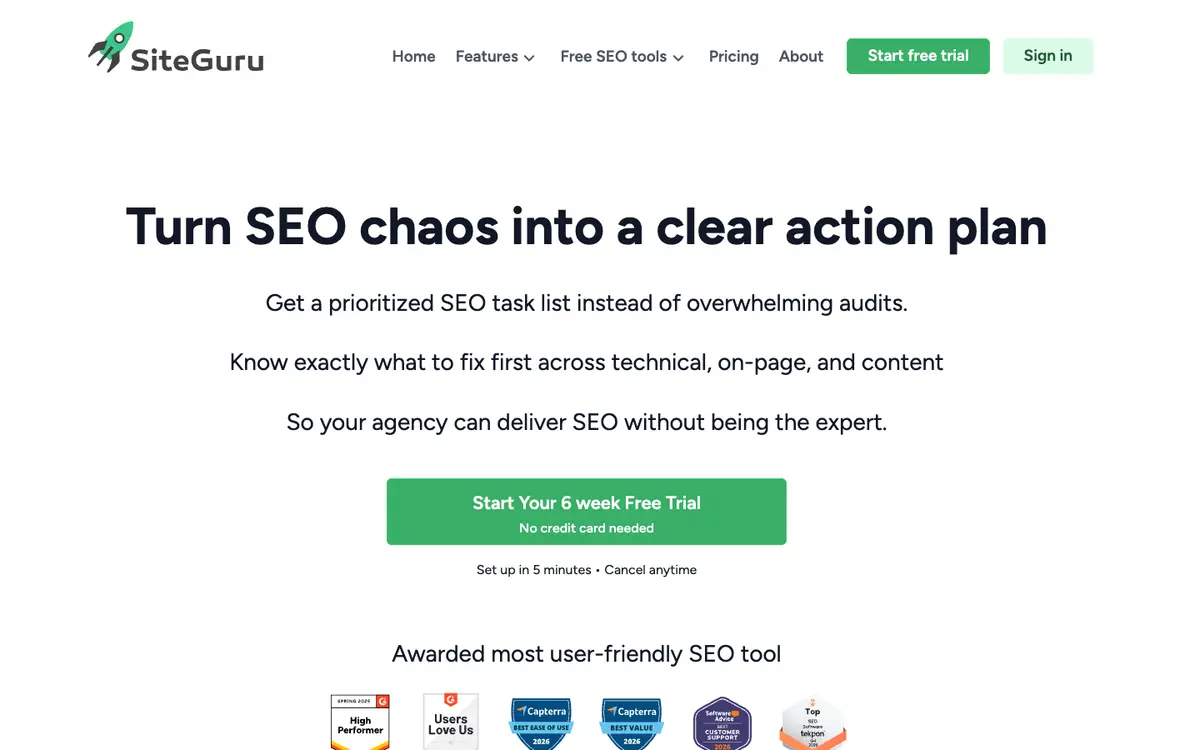 SiteGuru home page