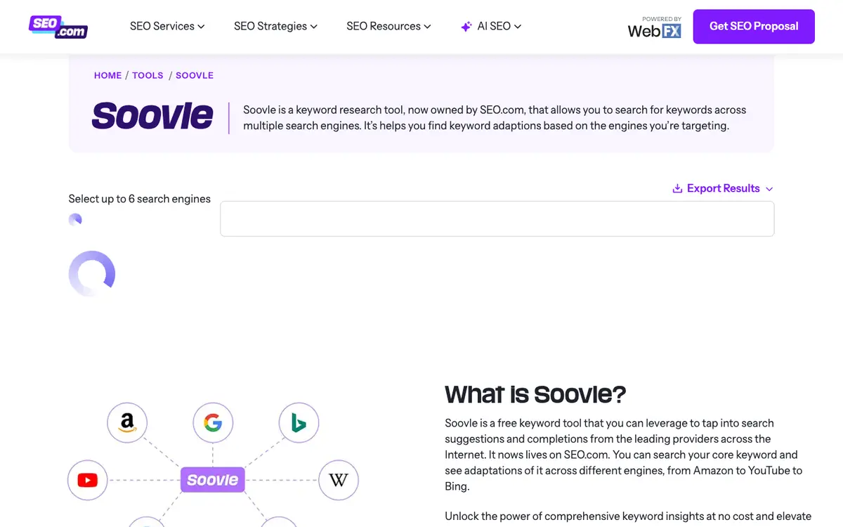 Soovle home page