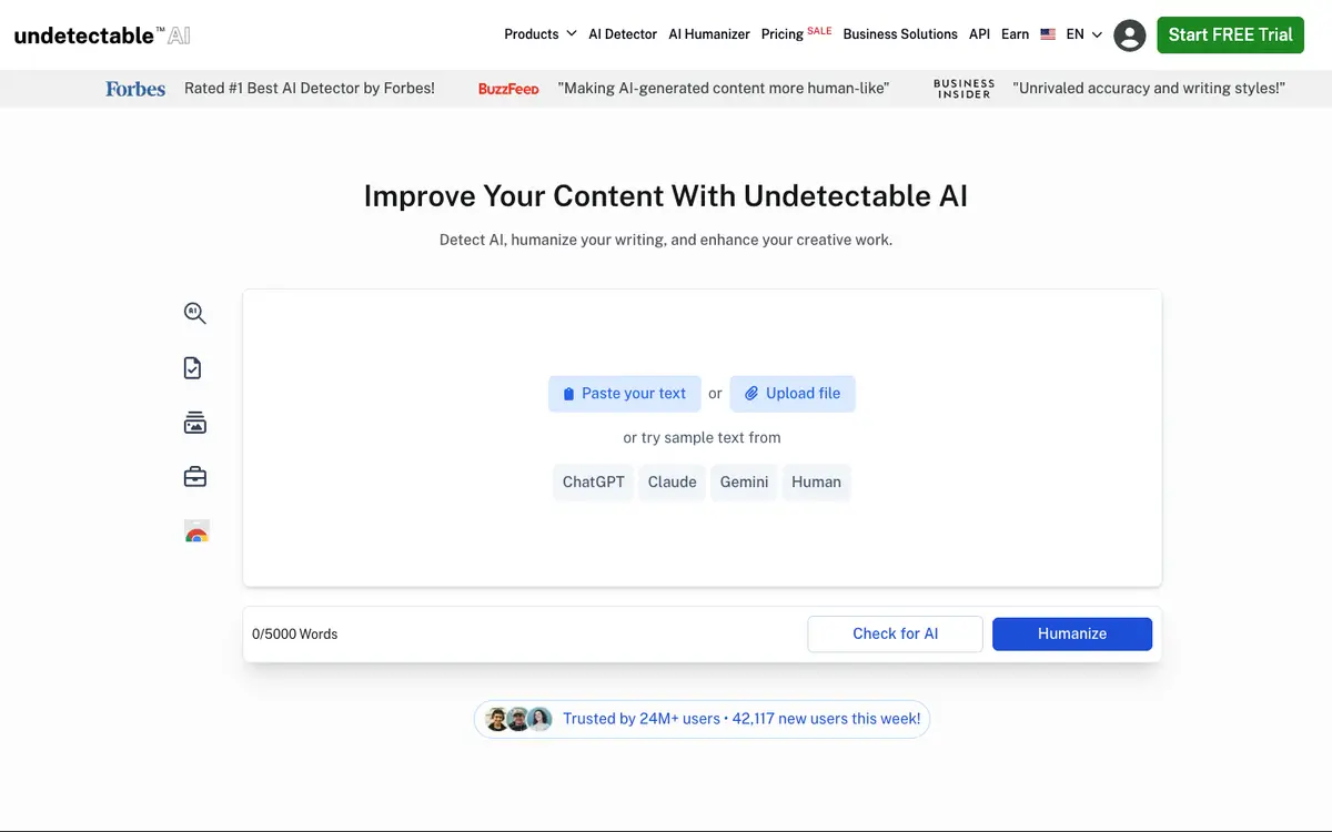 Undetectable AI home page