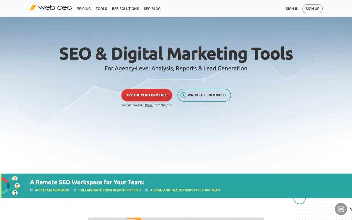 WebCEO home page