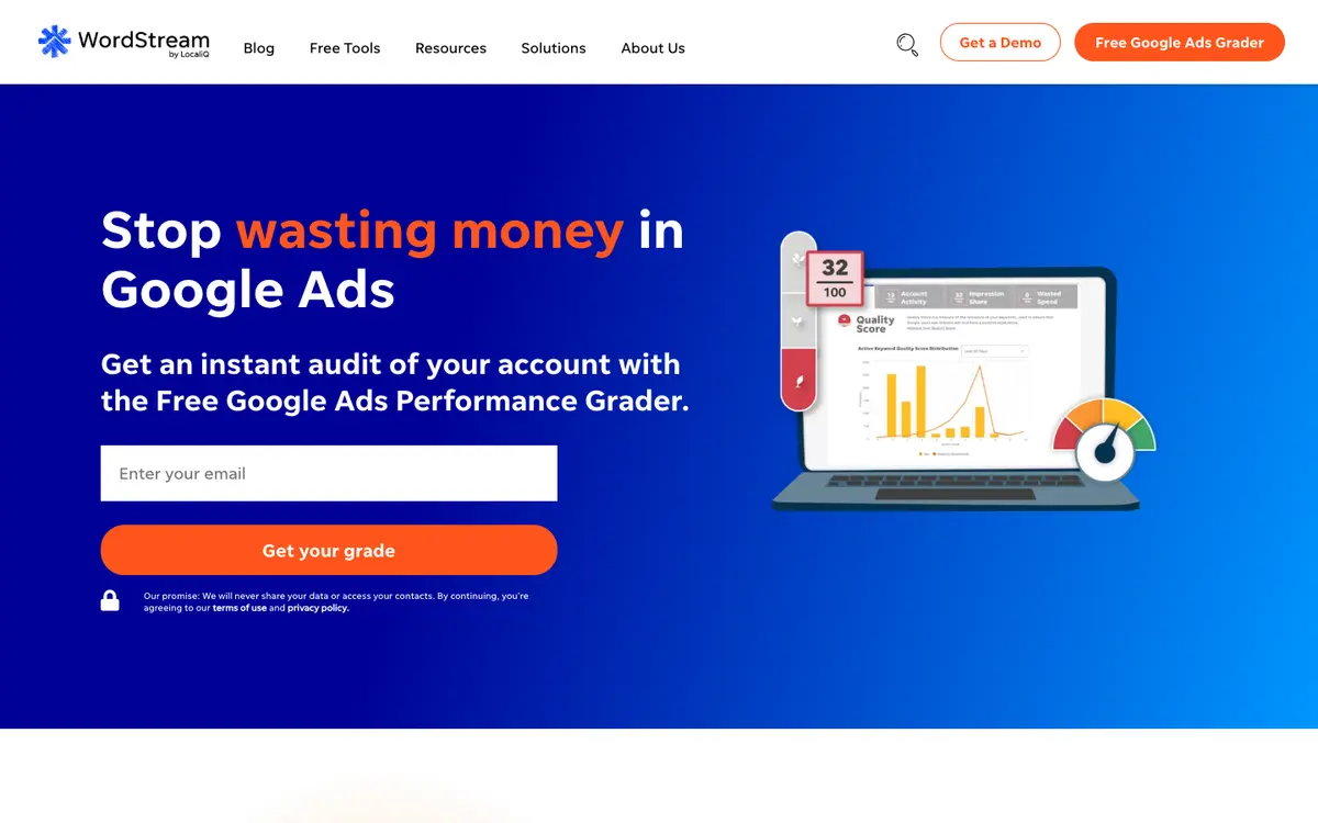 WordStream (by LocaliQ) home page